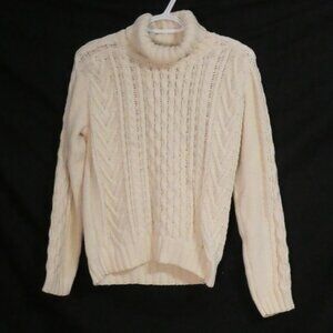 BIANCA NYGARD | medium 10-12 | Ivory Cable Knit Turtleneck Sweater